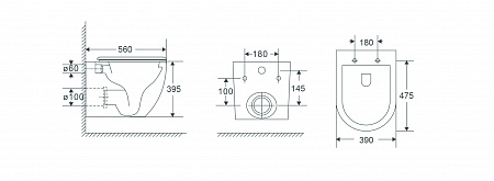 Подвесной унитаз безободковый Terminus Енисей Monolit 560х390 белый Прокопьевск - фото 8
