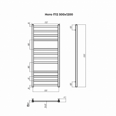 Ното П12 500х1200 Полотенцесушитель TERMINUS Прокопьевск - фото 3