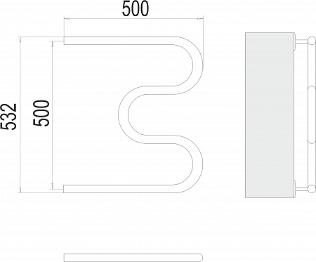 М-обр AISI 32х2 500х500 Полотенцесушитель  TERMINUS Прокопьевск - фото 3