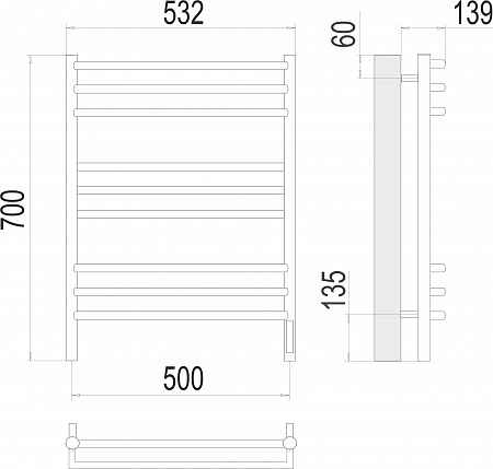 Прато П9 500х700 электро (sensor quick touch) Полотенцесушитель  TERMINUS Прокопьевск - фото 3