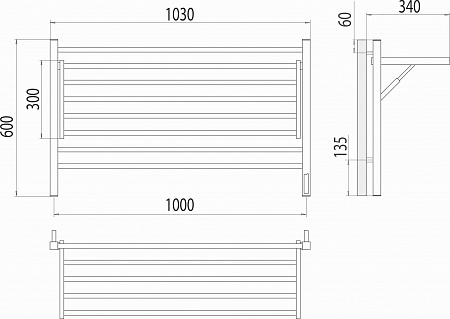 Горизонт П8 1000х600 электро КС ЧЕРНЫЙ МУАР (sensor quick touch) Полотенцесушитель TERMINUS Прокопьевск - фото 5